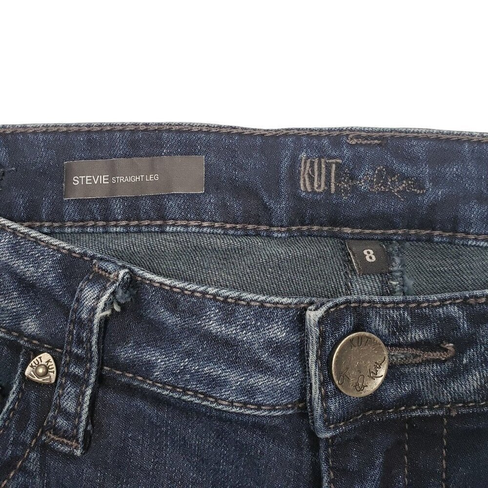 Kut from the Kloth Stevie Straight Leg Jeans Womens 8 Hemmed Mid Rise - Picture 4 of 11